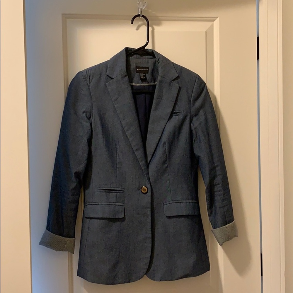 Willi Smith 3/4 sleeve denim blazer